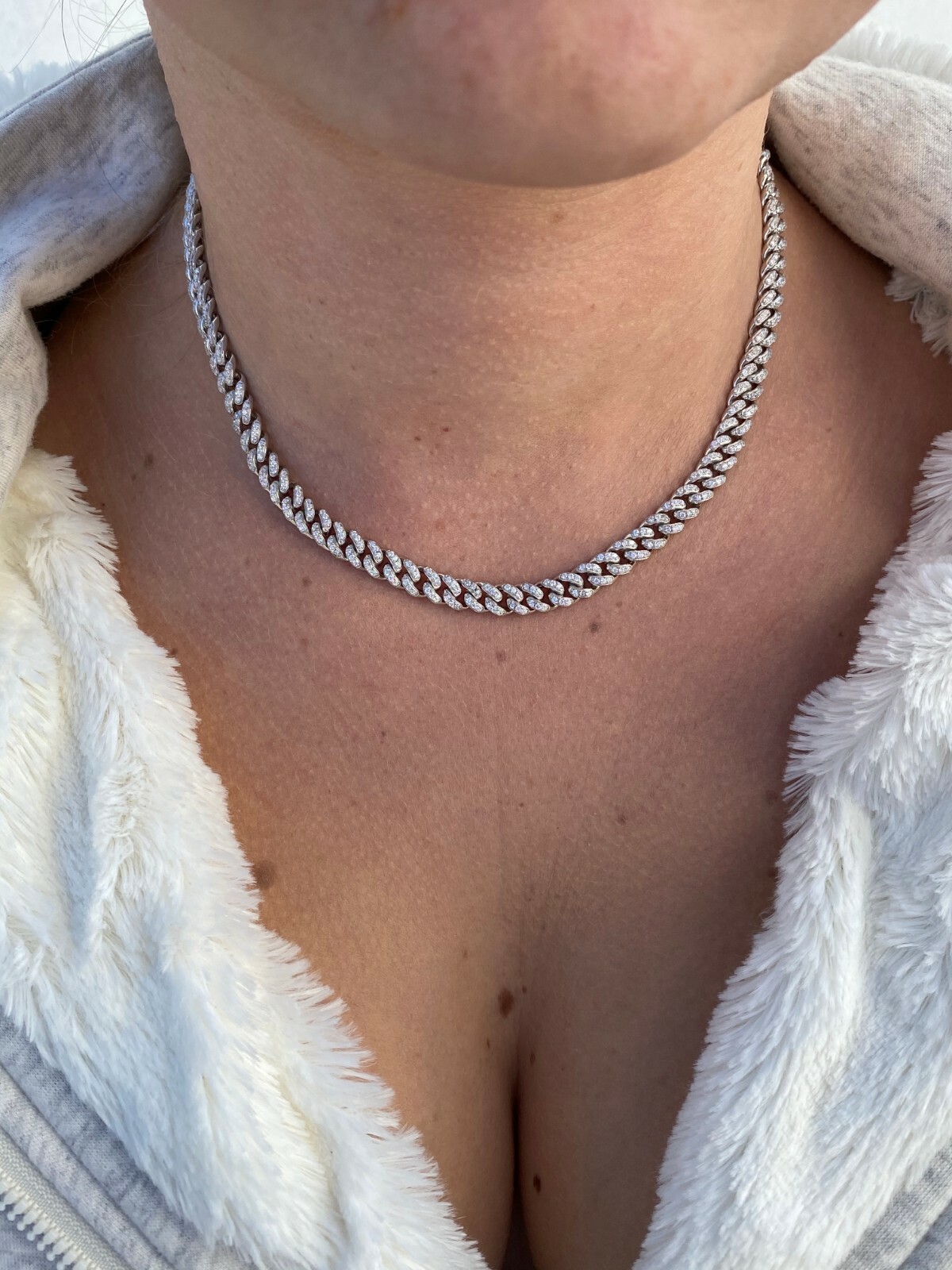 6mm Miami Cuban Iced Solid 925 Silver Chain Simulated Diamonds 16″ Choker – 30″