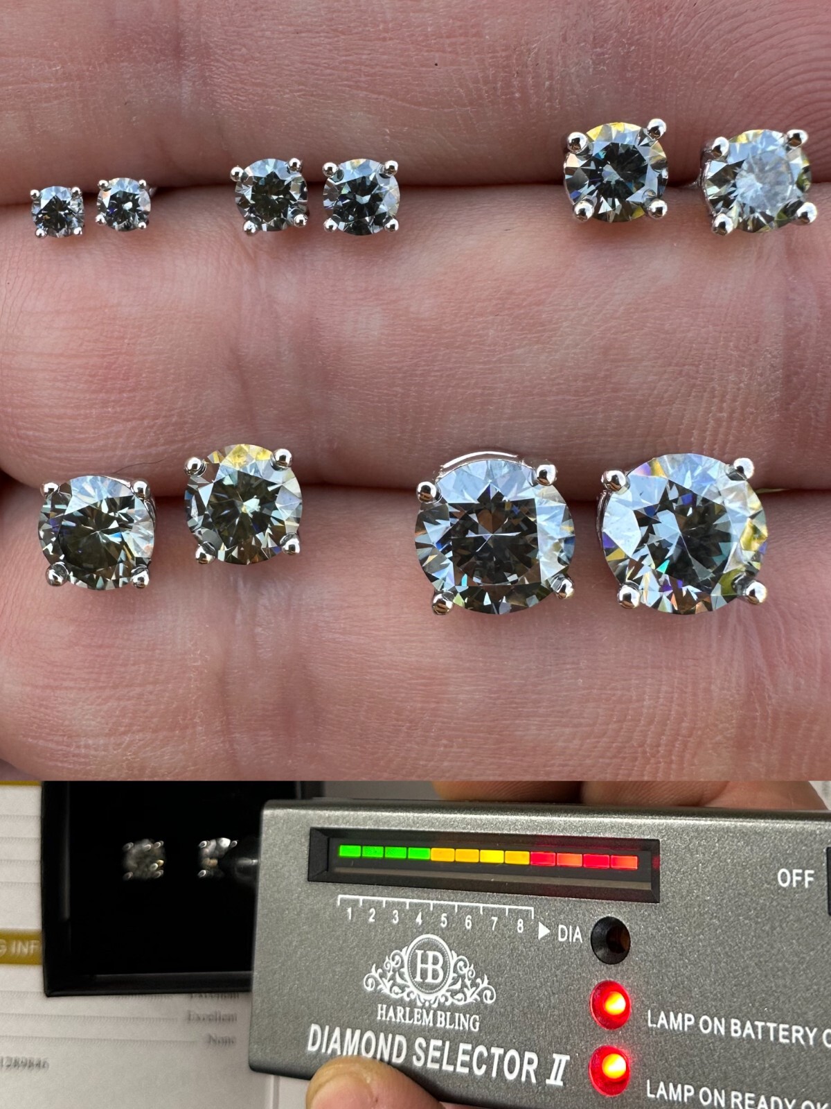 Real Blue Gray Moissanite Screwback Stud Earrings 925 Silver 3-8mm Iced Tester ✅