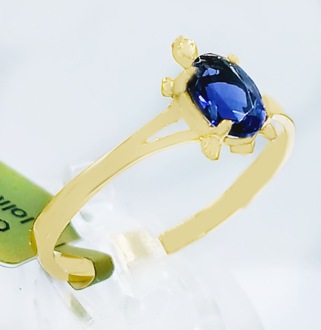 GENUINE 0.72 Cts IOLITE TURTLE RING 10K SOLID YELLOW GOLD-Free Appraisal Service