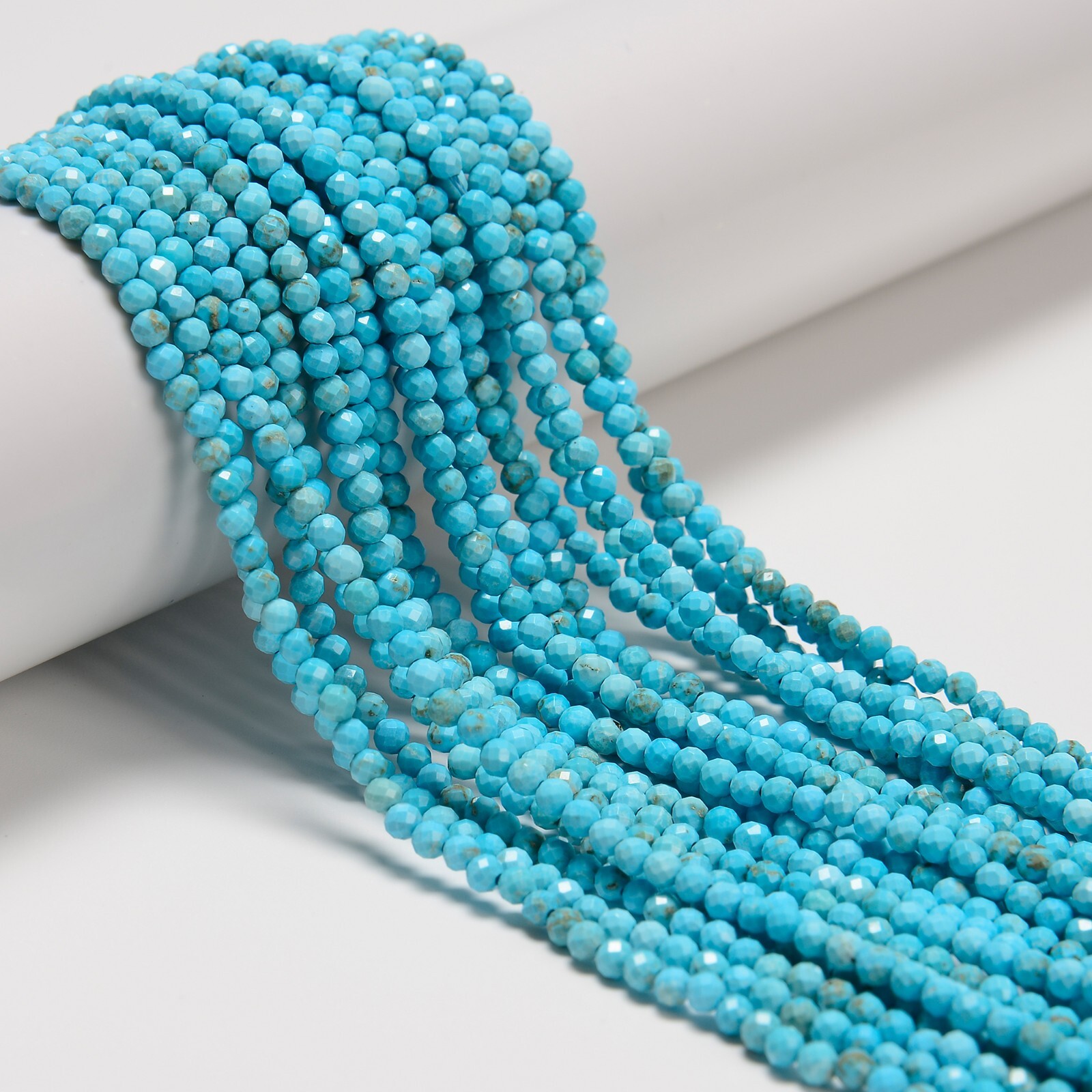 Blue Turquoise Faceted Round Beads Size 2mm 3mm 4mm 15.5″ Strand