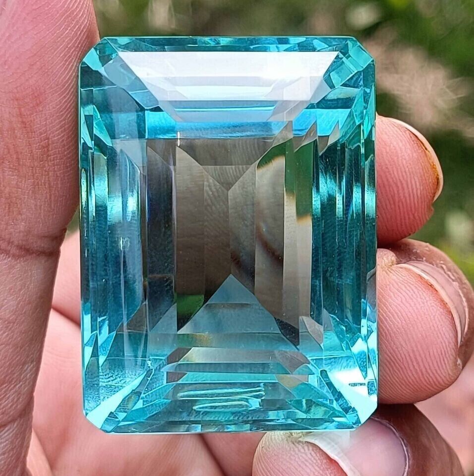 EGL Certified 106.55 Ct Natural Sky Blue Topaz Emerald Cut AAA+ Loose Gemstone