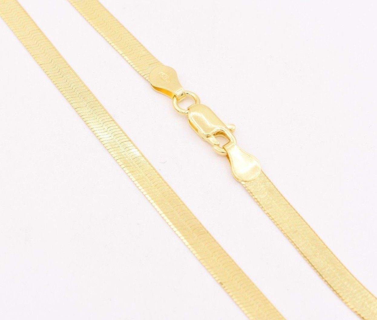 4.5mm Flexible Herringbone Chain Necklace 14K Yellow Gold Plated Silver 925