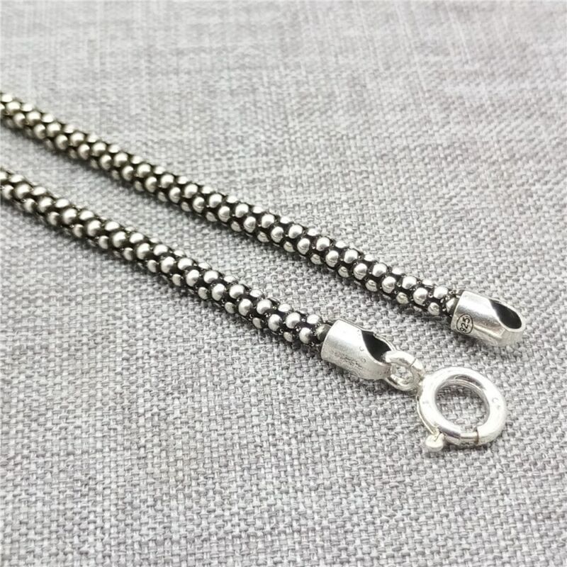 925 Sterling Silver Popcorn Chain Necklace 2.8mm 18 20 22 24 26 28 30 32 Inches