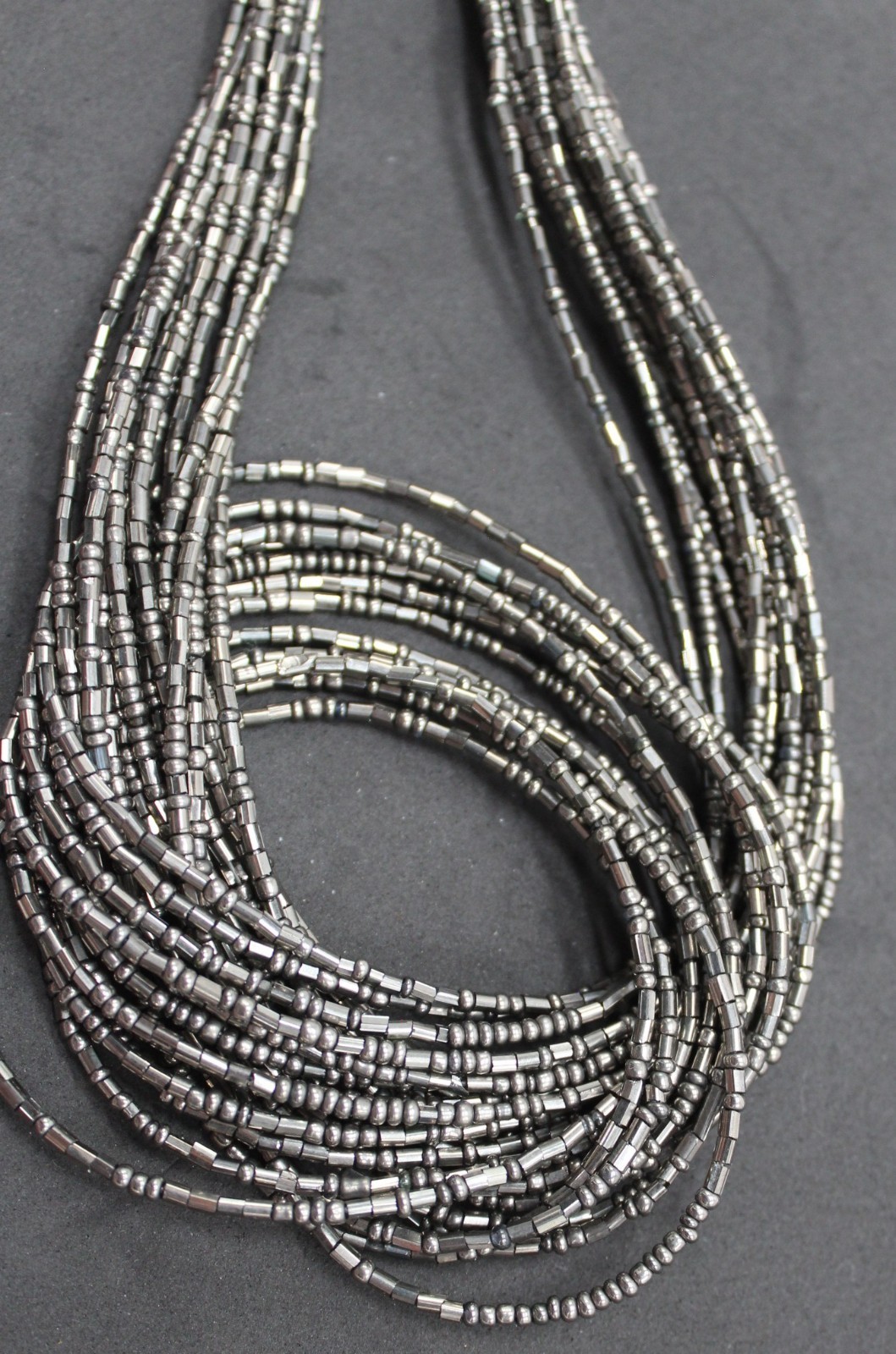 Silver seed bead fashion jewelry necklace