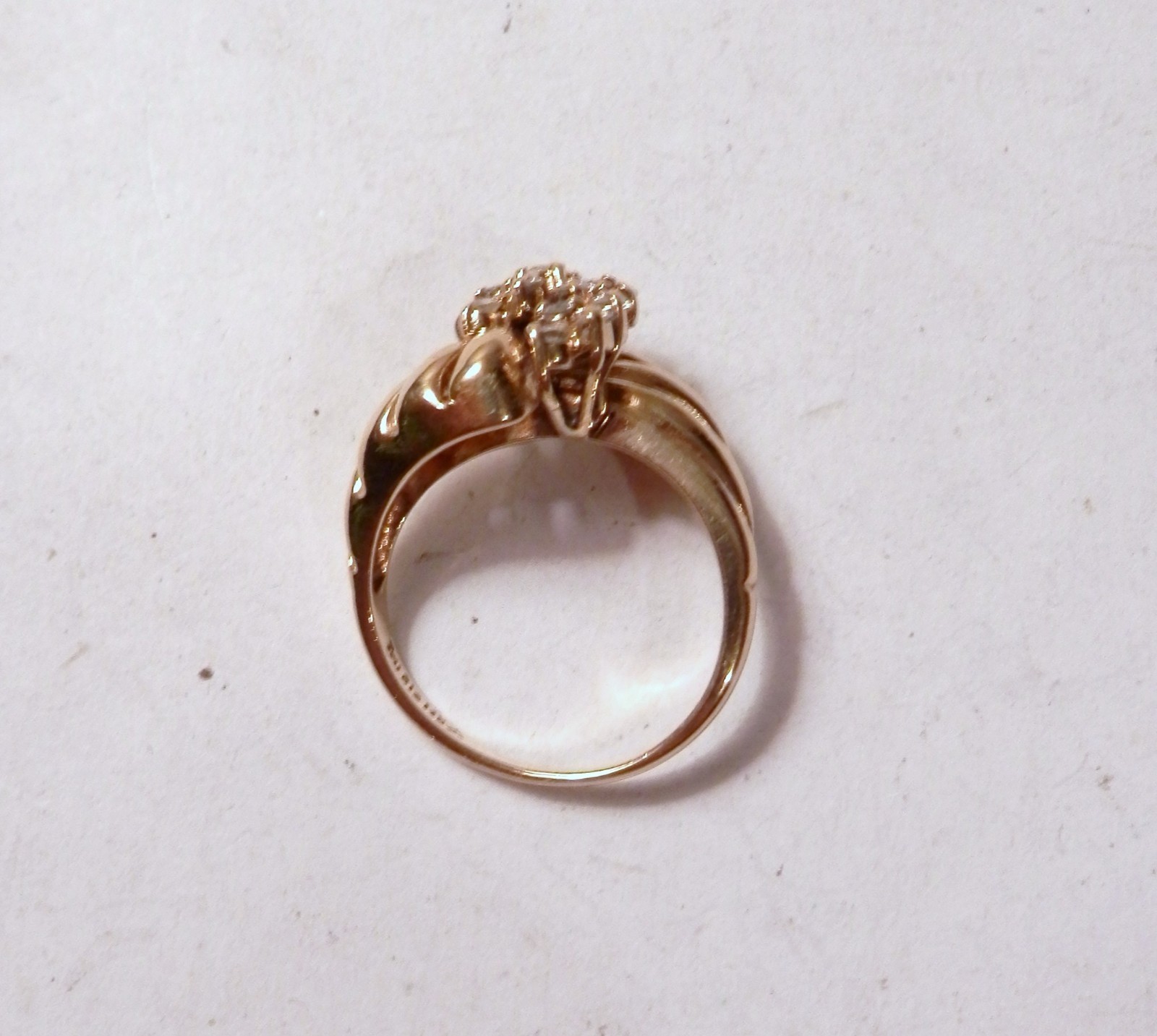 Stunning Tru Glo Diamond Cluster Waterfall 14K Yellow Gold Ring 5.3 Gram Size 7