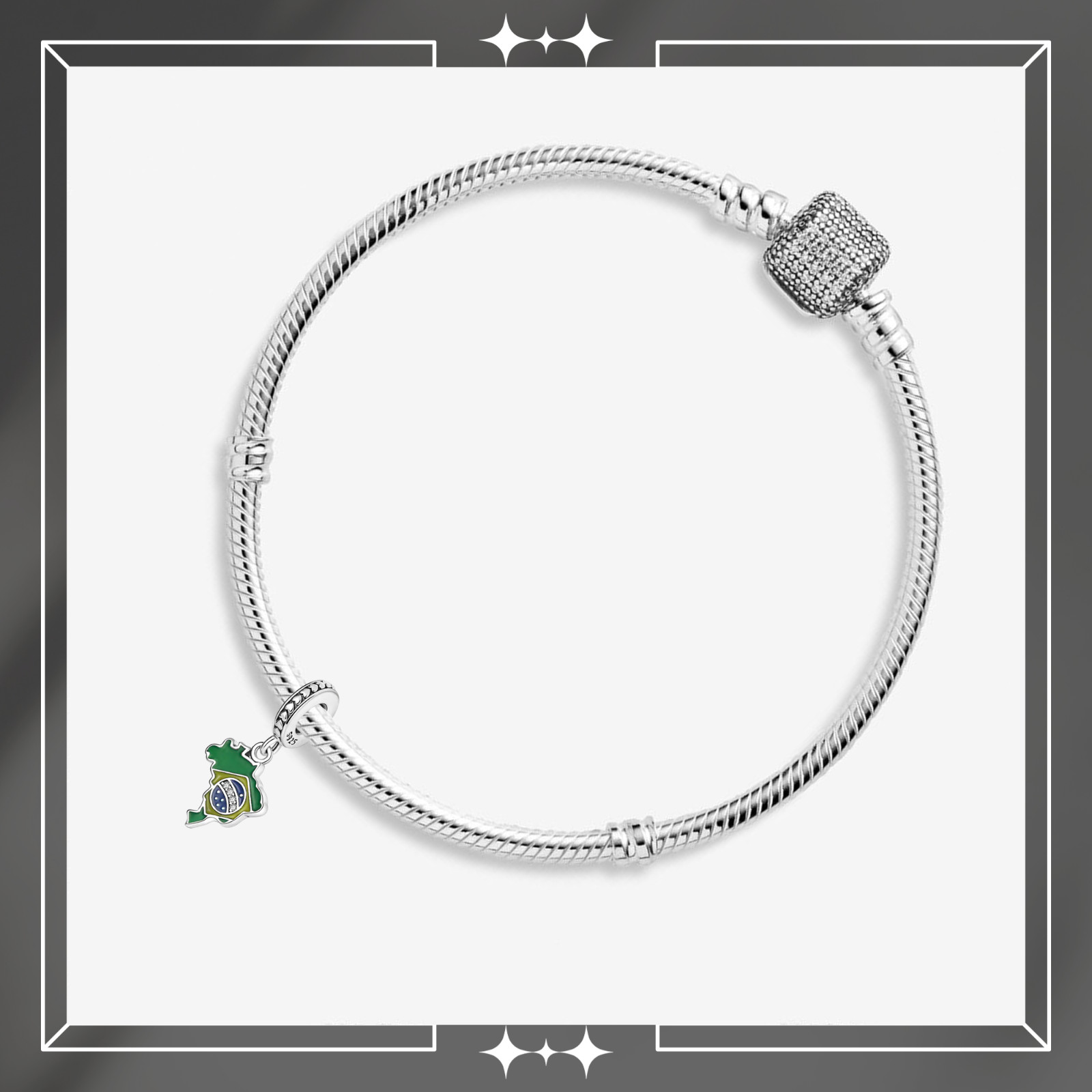 Brazil Map Dangle Charm For Bracelet, Brazil Map Charm, Country Charm