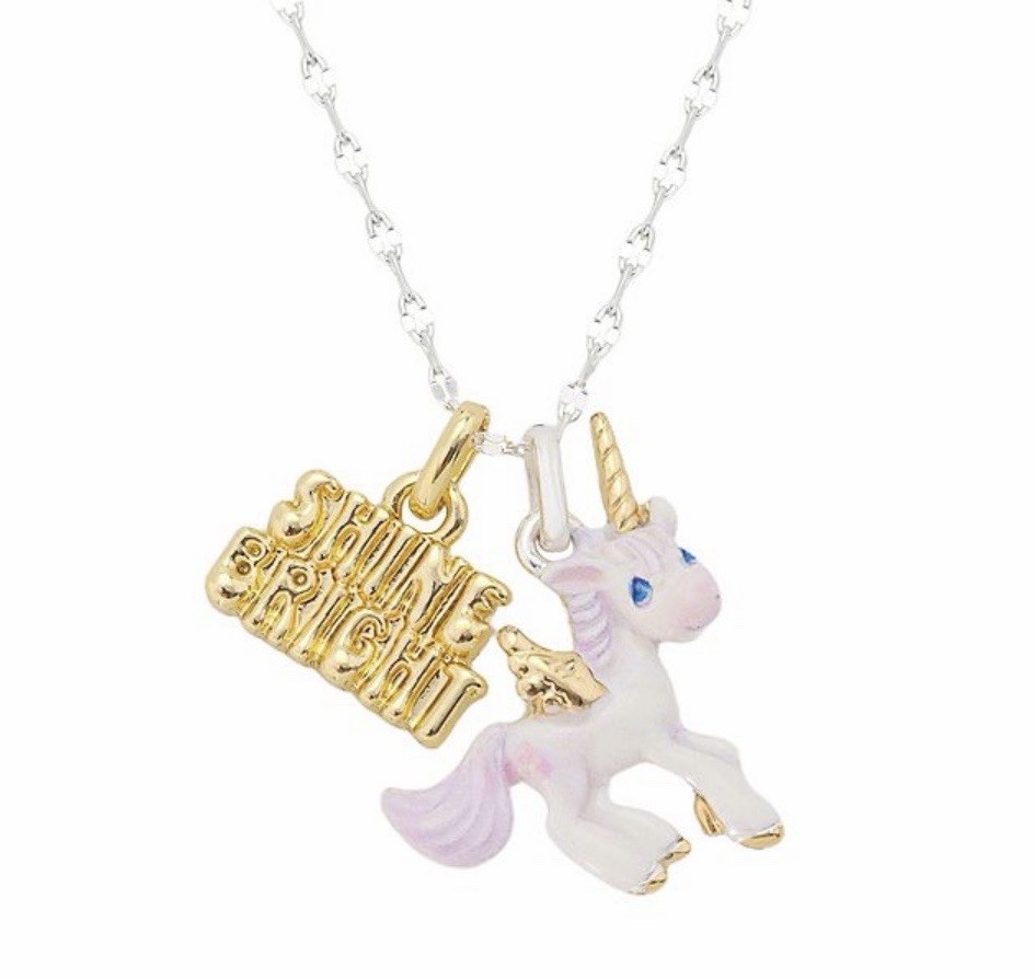 Precious Moments Unicorn Necklace Shine Bright Fine Silver Plated NIB Viral