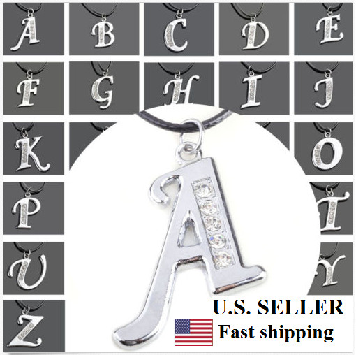 Women Men Fashion Charm A-Z Large Letter Initial Alphabet Pendant Necklace New