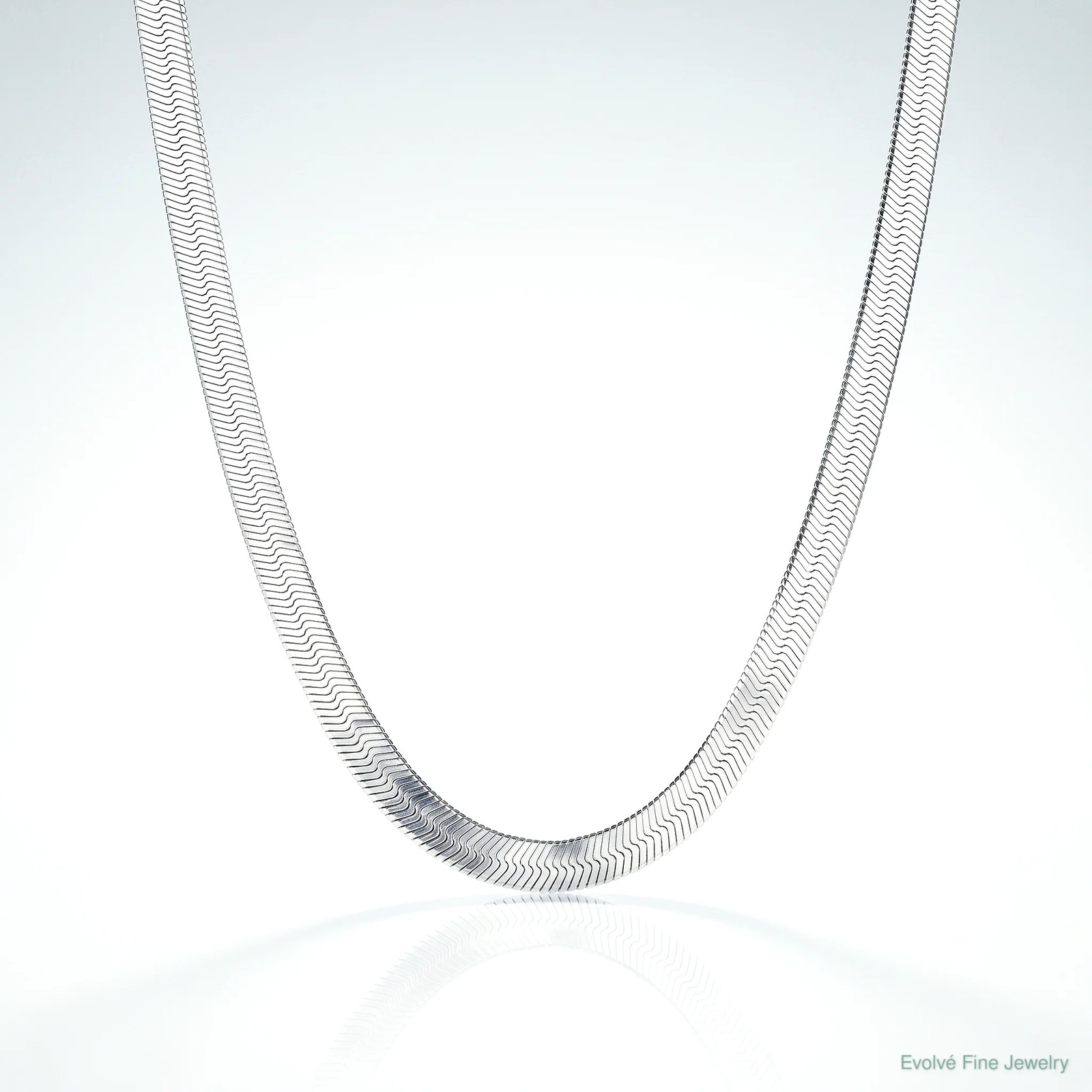 Sterling Silver Rhodium-Plated 5.25mm Magic Herringbone Chain Necklace 16″-24″