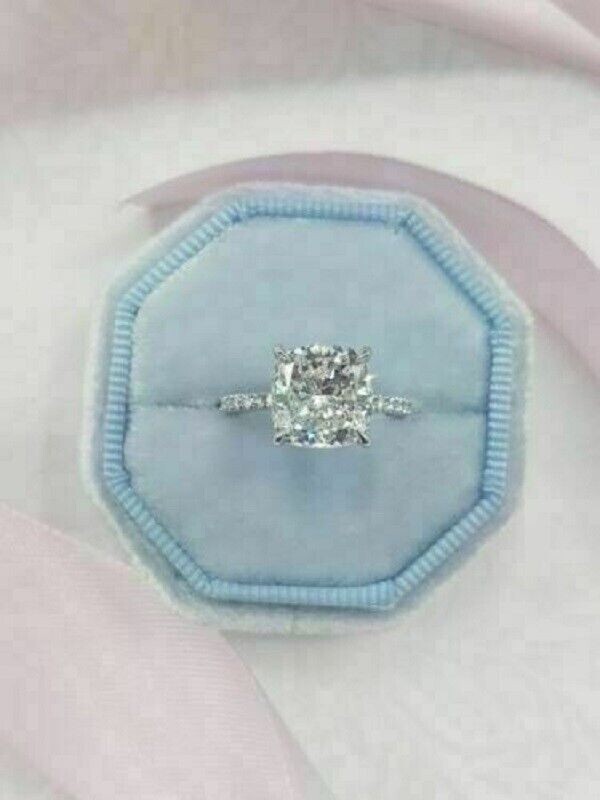 1.50 Ct Cushion Cut Lab-Created Diamond Wedding Ring 14K White Gold Over