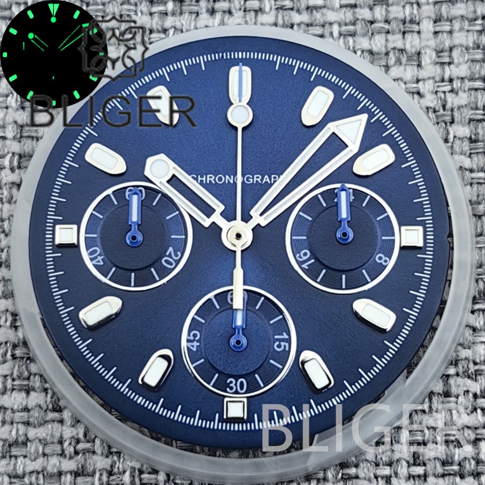 30mm Green Luminous Watch Dial + hands Date Fit vk63 Movement