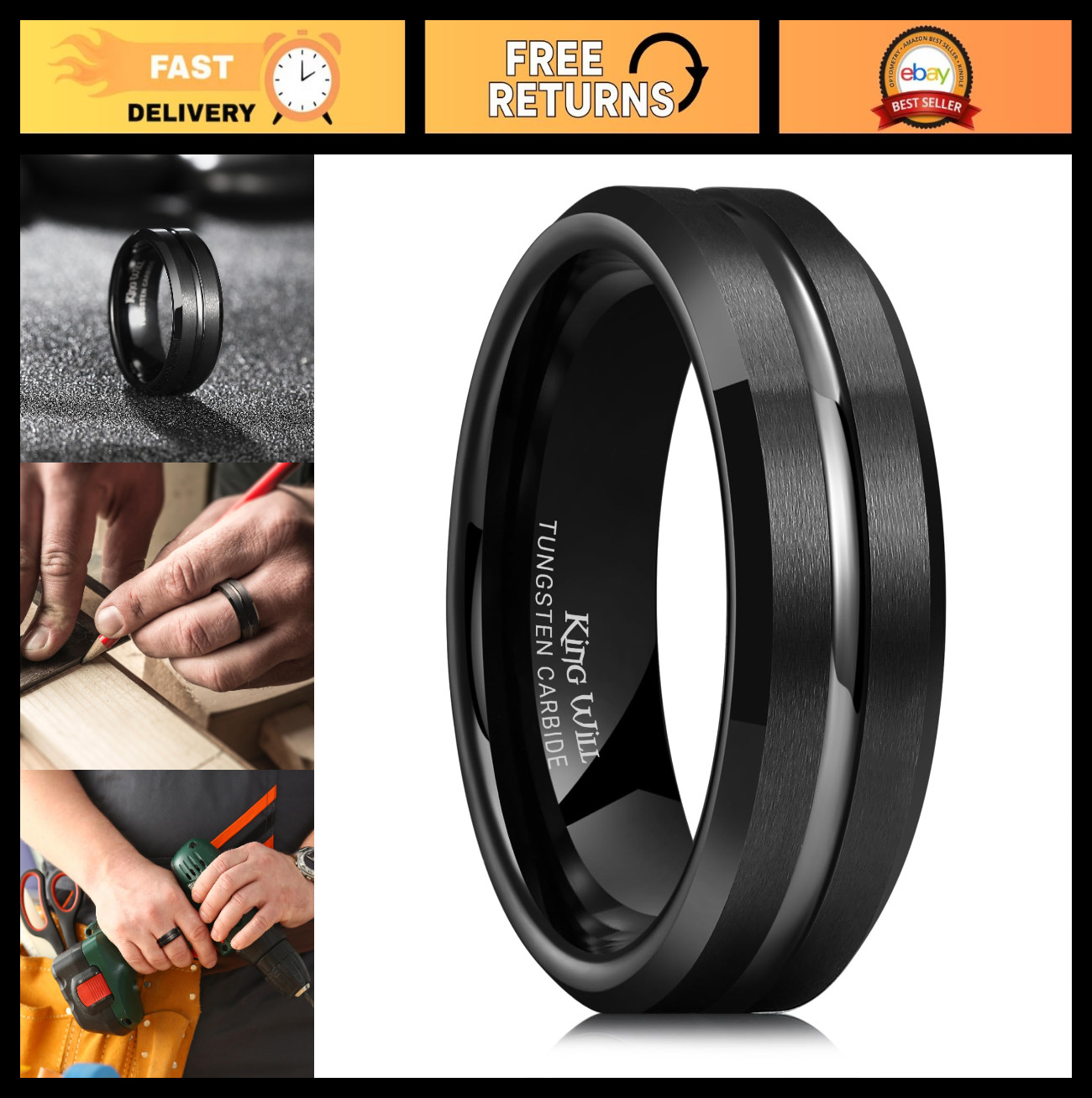 Tungsten Carbide Wedding Band for Men & Women – 6/8/10mm, Multicolor, Grooved Ce