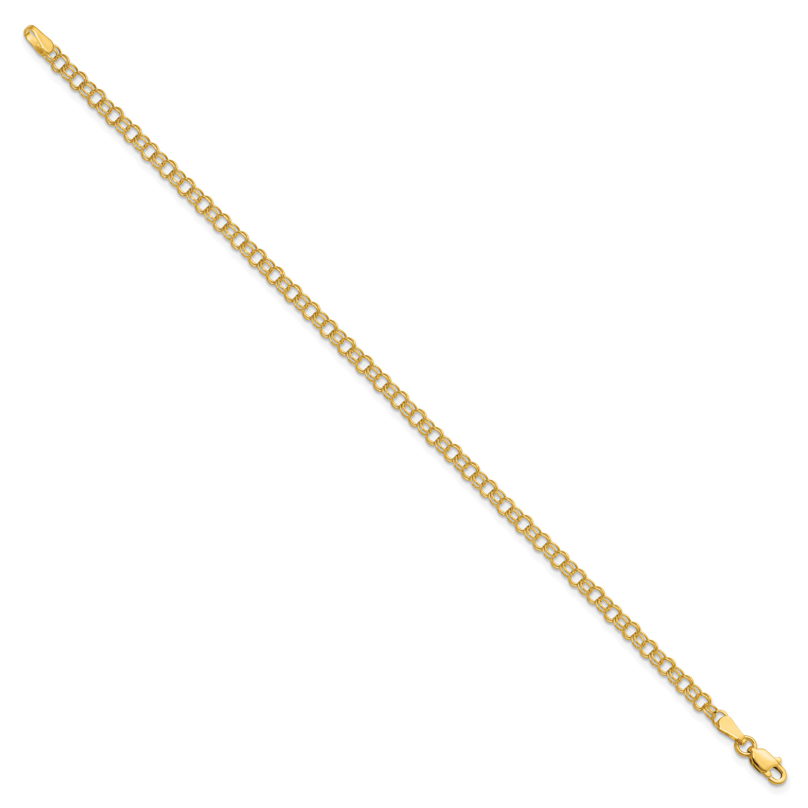 14k 3.5mm Solid Double Link Charm Bracelet DO554