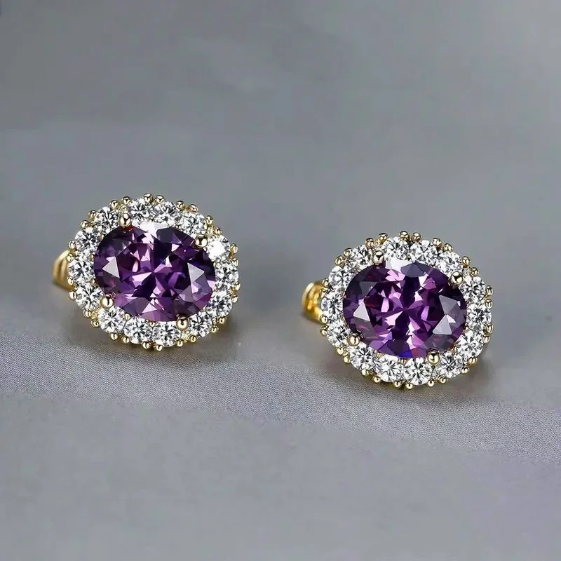 2026 exquisite multi-color oval ear buckle with French design, court style