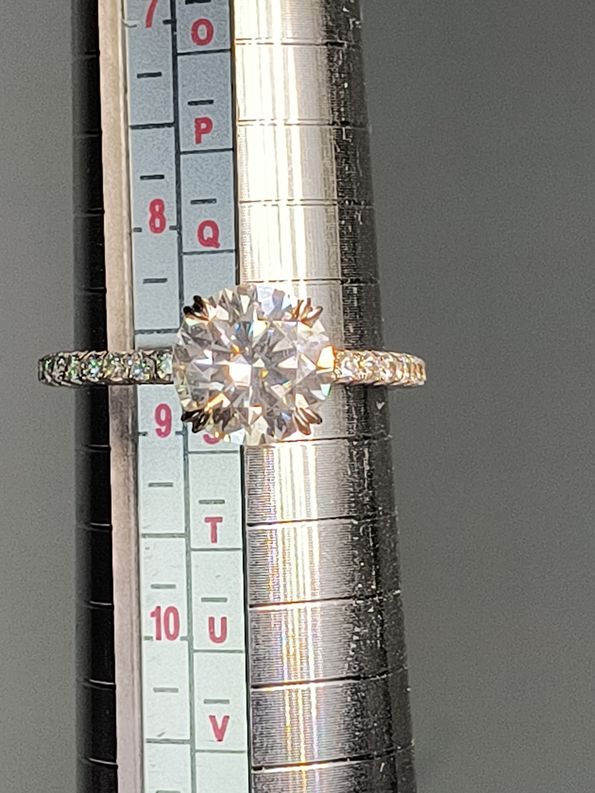 Cubic Zirconia Solitaire w/ C Accents 925 Silver Engagement Ring Size 8.75 3.0g