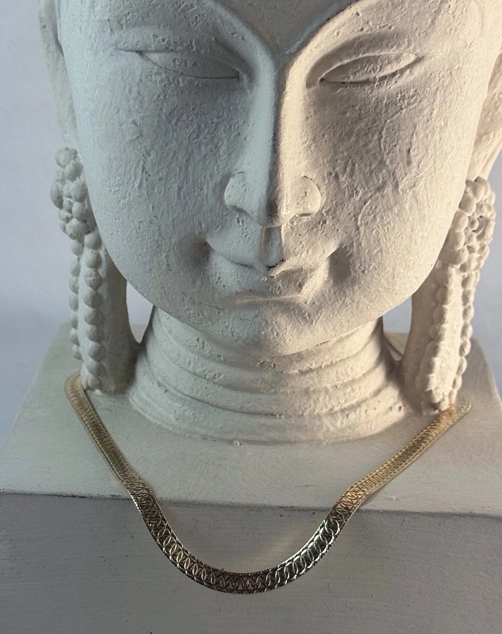 Technibond Reversible Herringbone Chain Necklace Gold Plated Sterling Silver