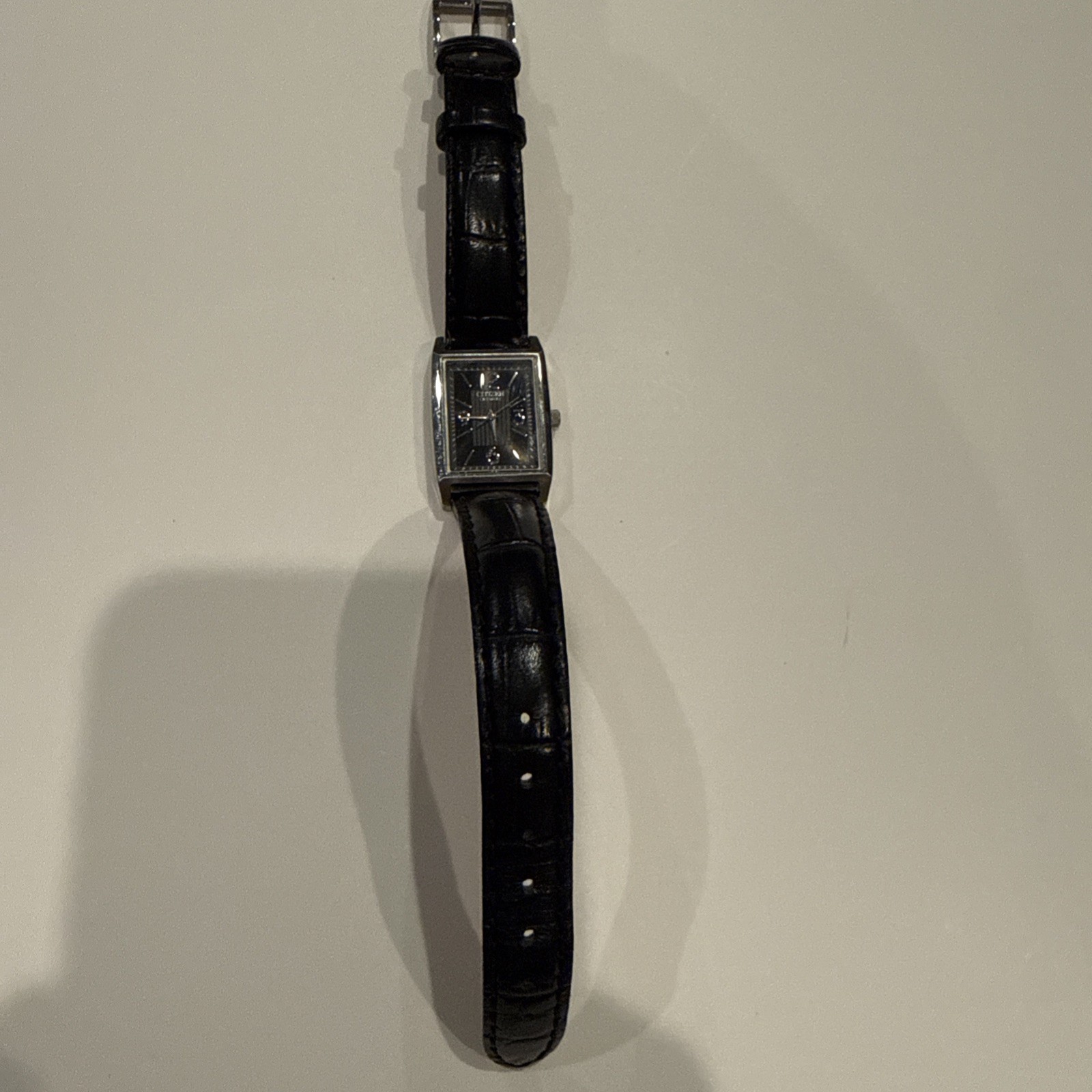 Citizen Women’s Rectangular Watch 5930-S06859 Black Dial Leather Strap Japan
