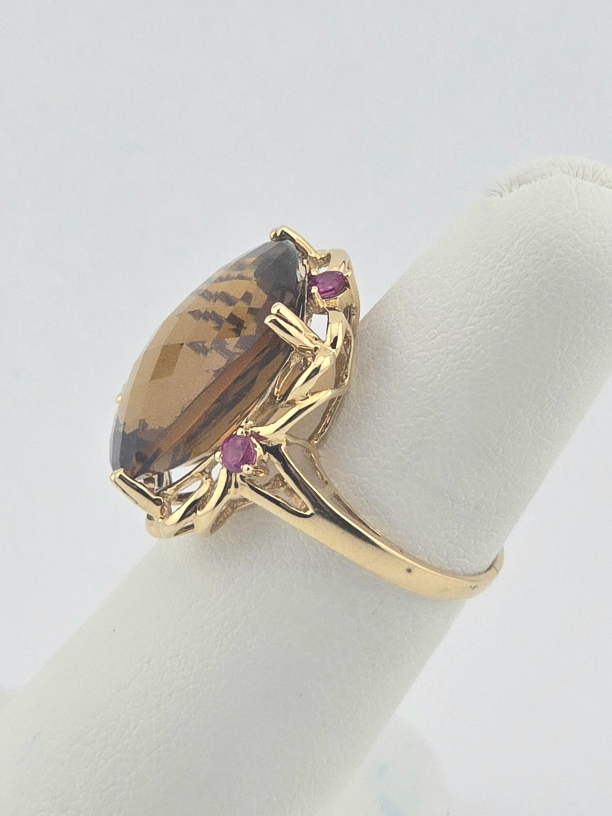 14KY HONEY CITRINE ~12CT RUBY ~0.25CTW RING SIZE 6.5 – 692546