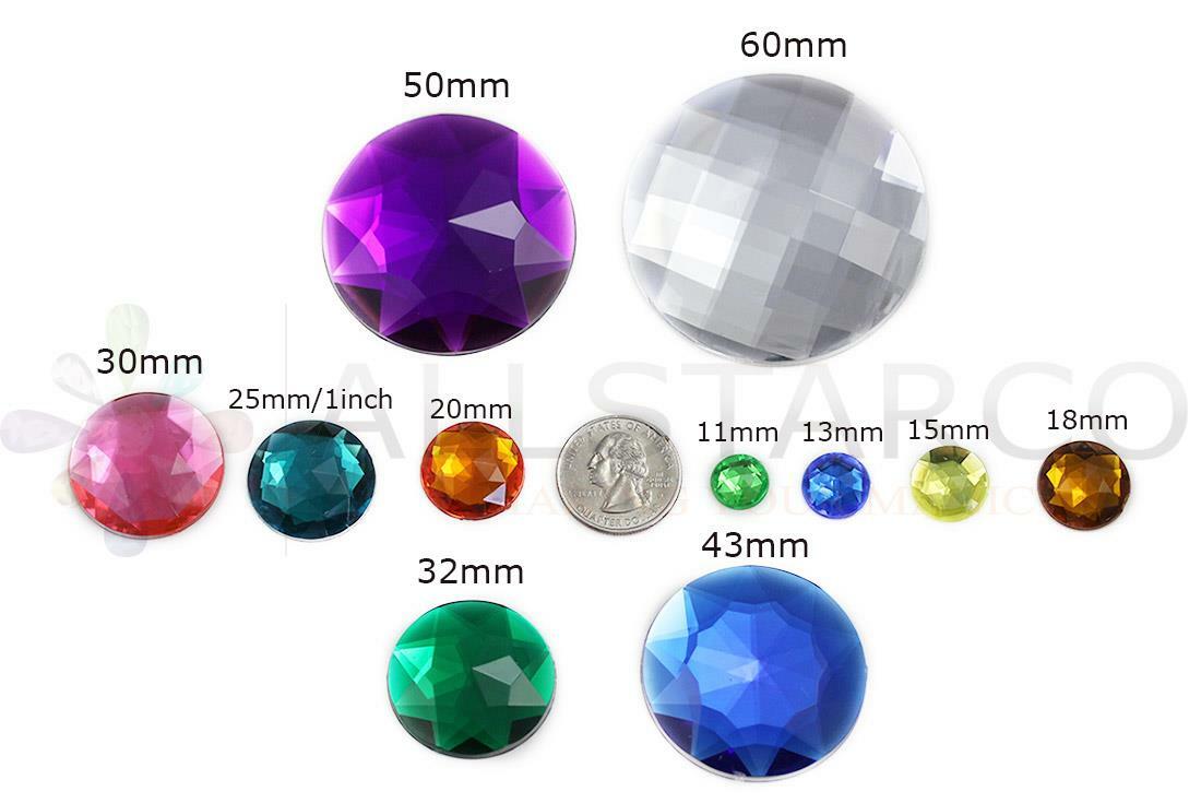 13mm Flat Back Round Acrylic Costume Gems Plastic Rhinestones Cosplay 50 Pcs