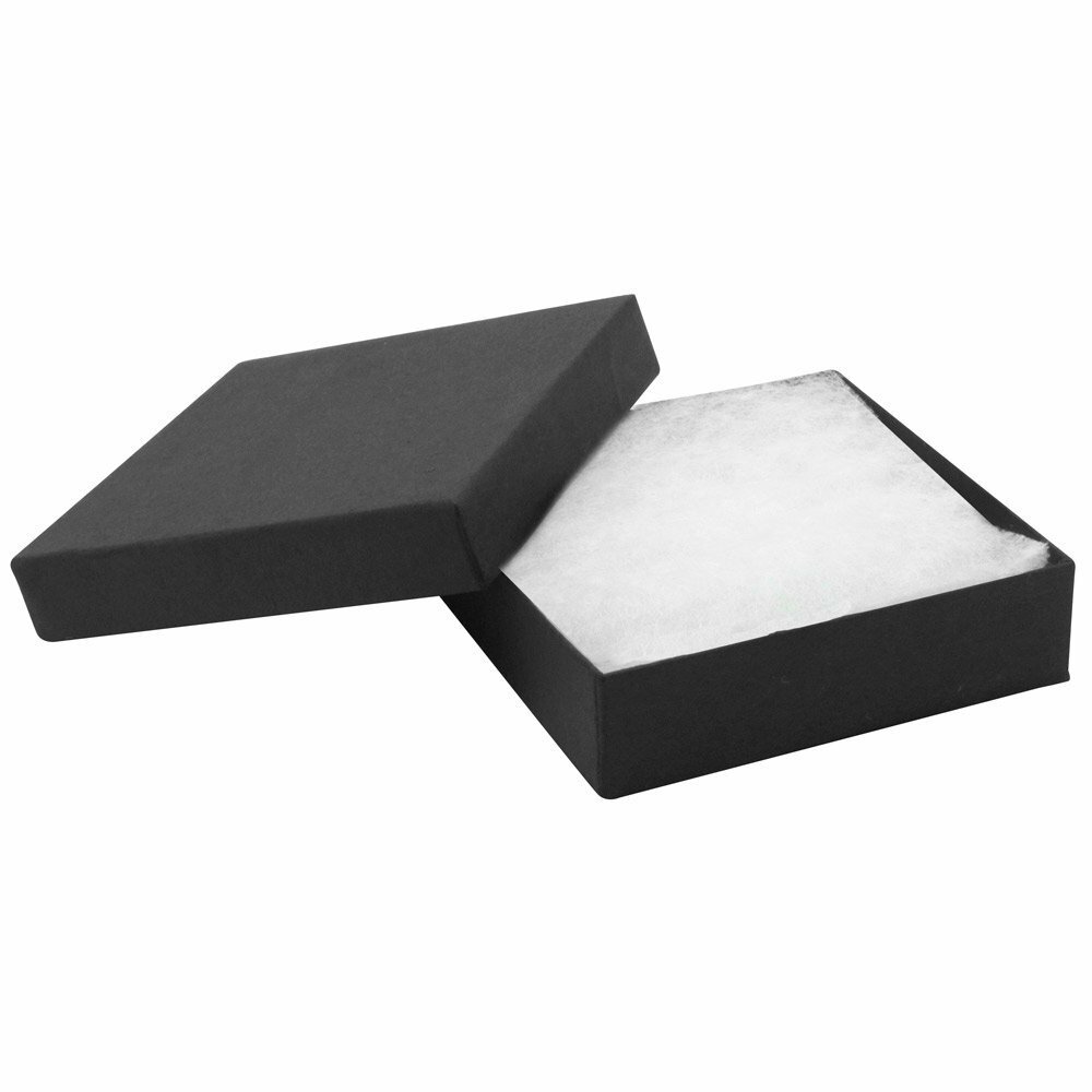 Bulk Matte Black Paper Cotton Filled Jewelry Gift Packaging Boxes