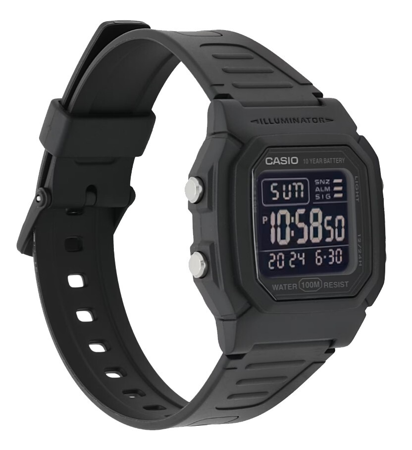 Casio W800H-1BV, Chronograph Watch, 100 Meter, Alarm, Date, 10 Year Battery, NEW