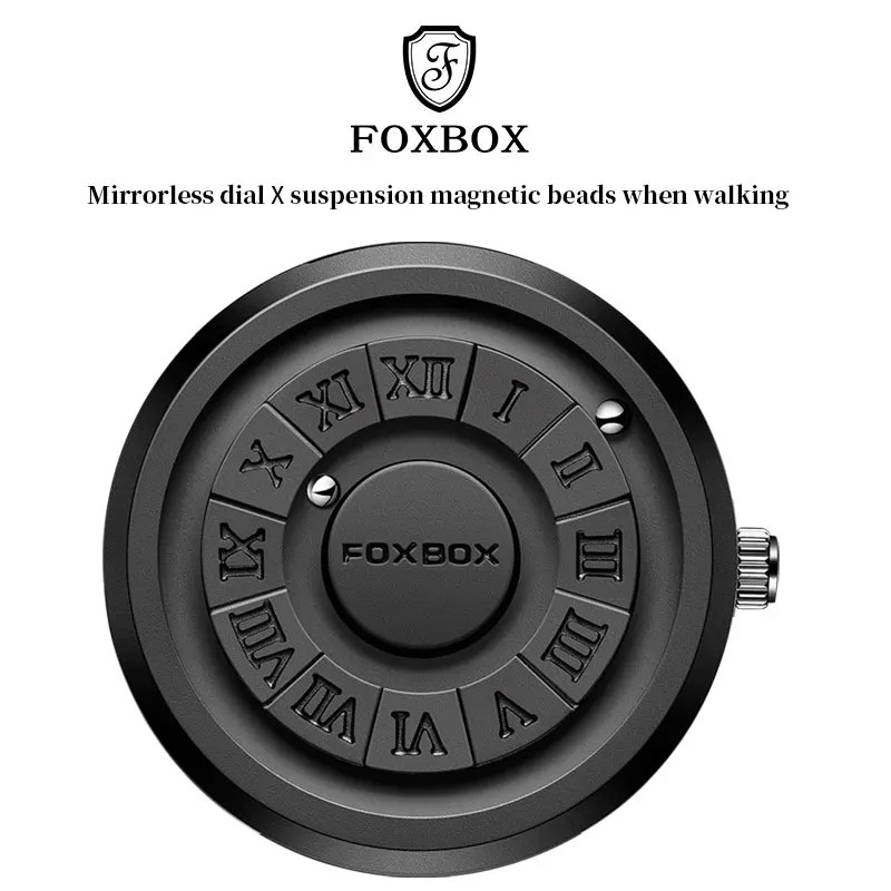 FOXBOX Man Watch Brand Creative Stainless Steel Band Scrolling Beads Quartz Wat