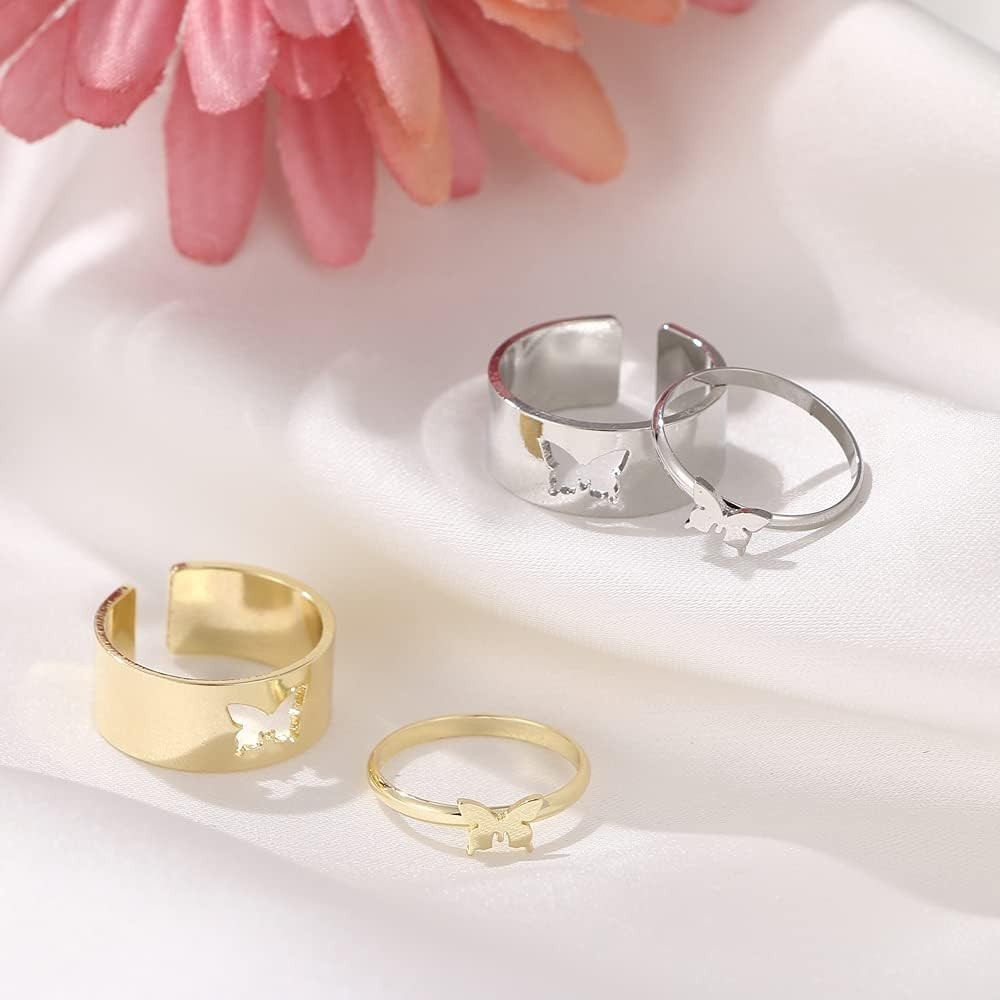 Butterfly Ring for Couples，Matching Butterfly Rings for women Men Adjustable …