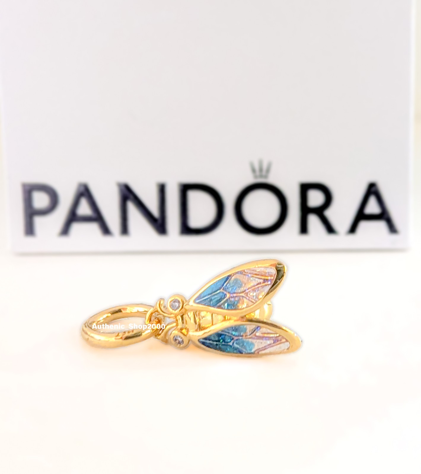 New 100% Authentic PANDORA 14k Gold Plated Cicada Dangle Charm Pendant 764490C01
