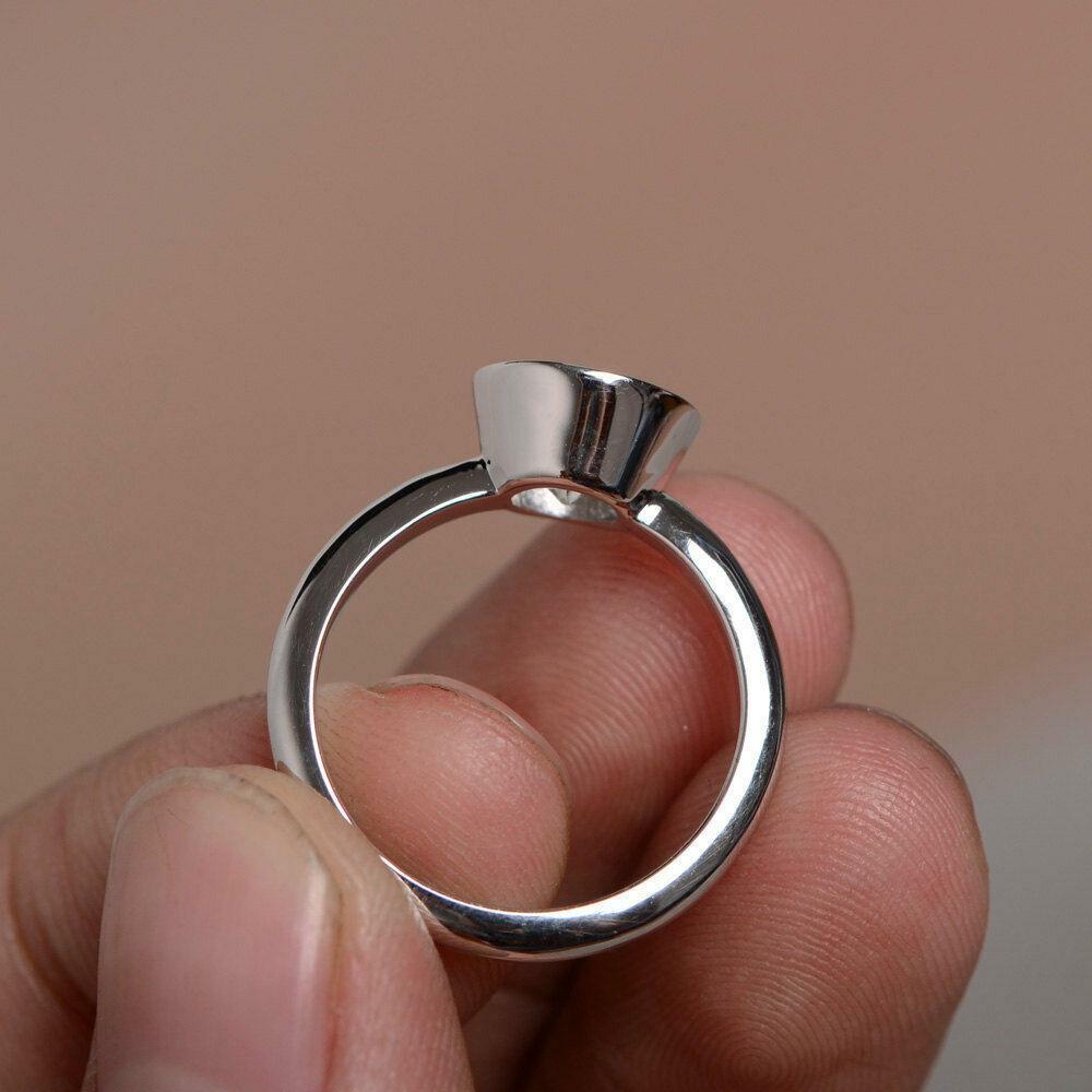2ct Round Cut Lab-Created Moissanite Ring 14k White Gold Plated Bezel Solitaire