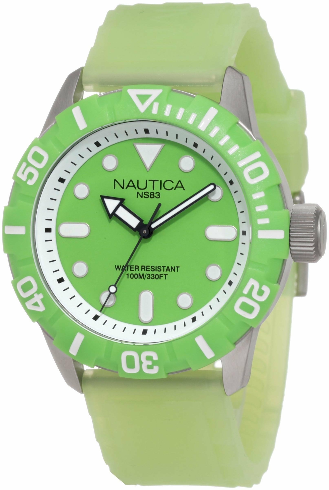 Nautica South Beach Green Dial Jelly Men’s Watch Rubber Silicone Strap N09605G