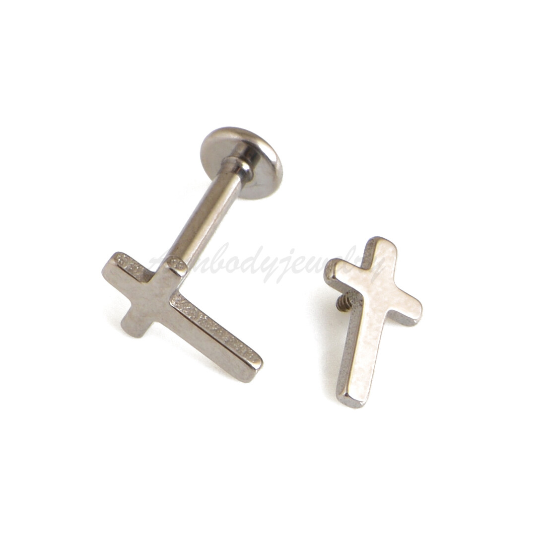 16g Titanium Cross Cartilage Tragus Labret Forward Helix Ear Earring Stud