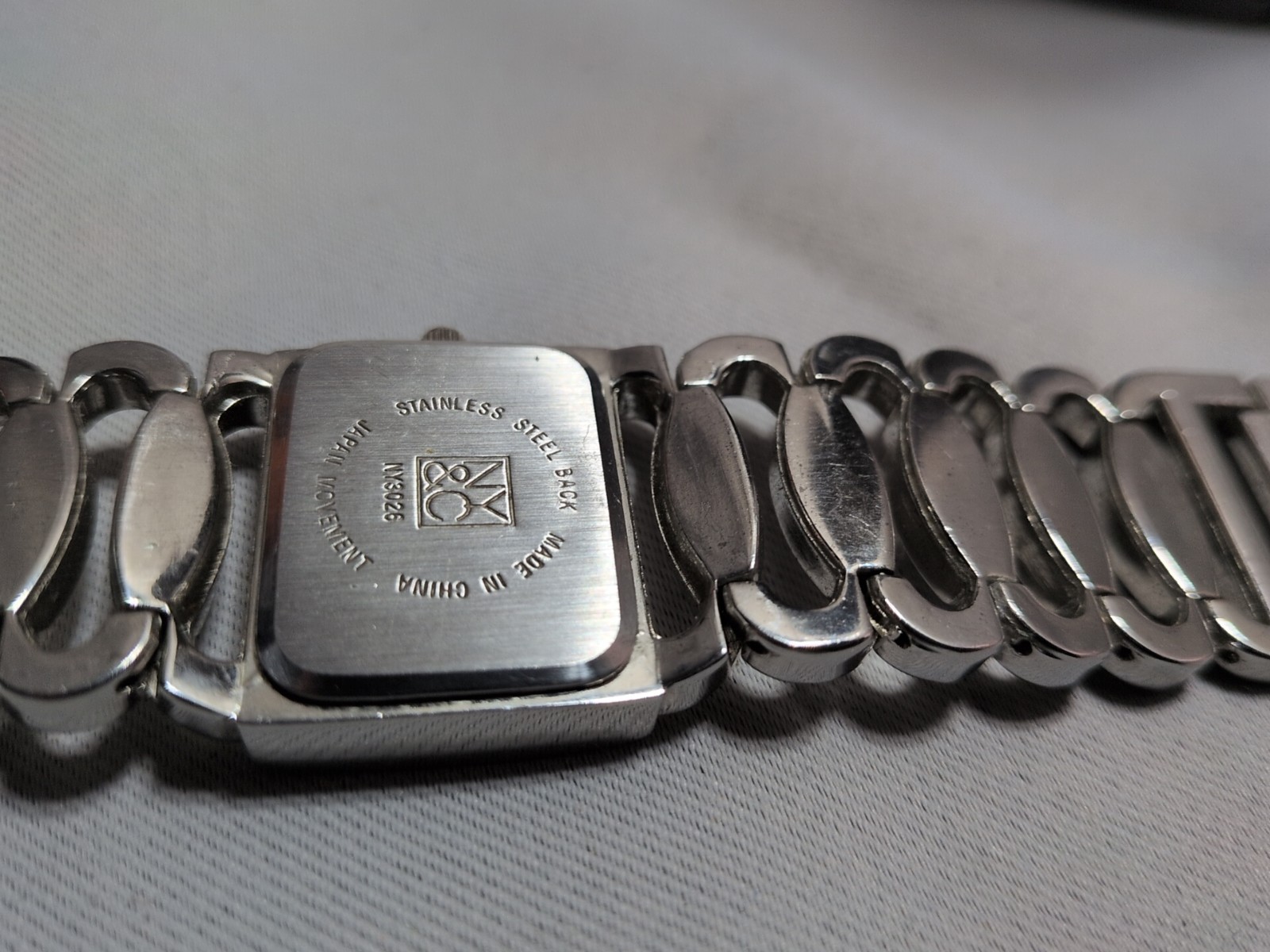 NY&C NY3026 Silver Rectangle Ladies Watch Rhinestones – New Battery