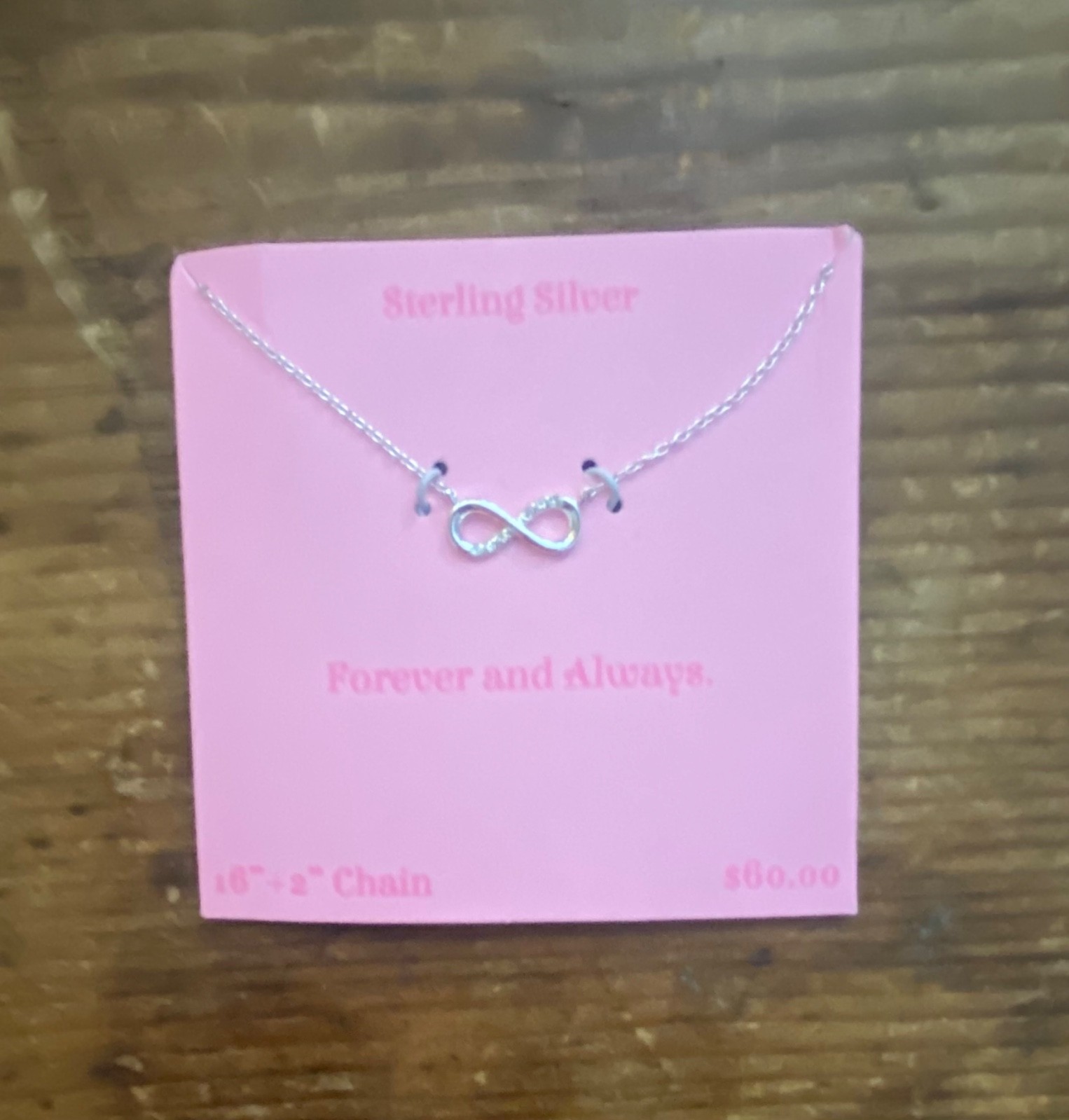 new old stock 18″ forever and always sterling silver necklace
