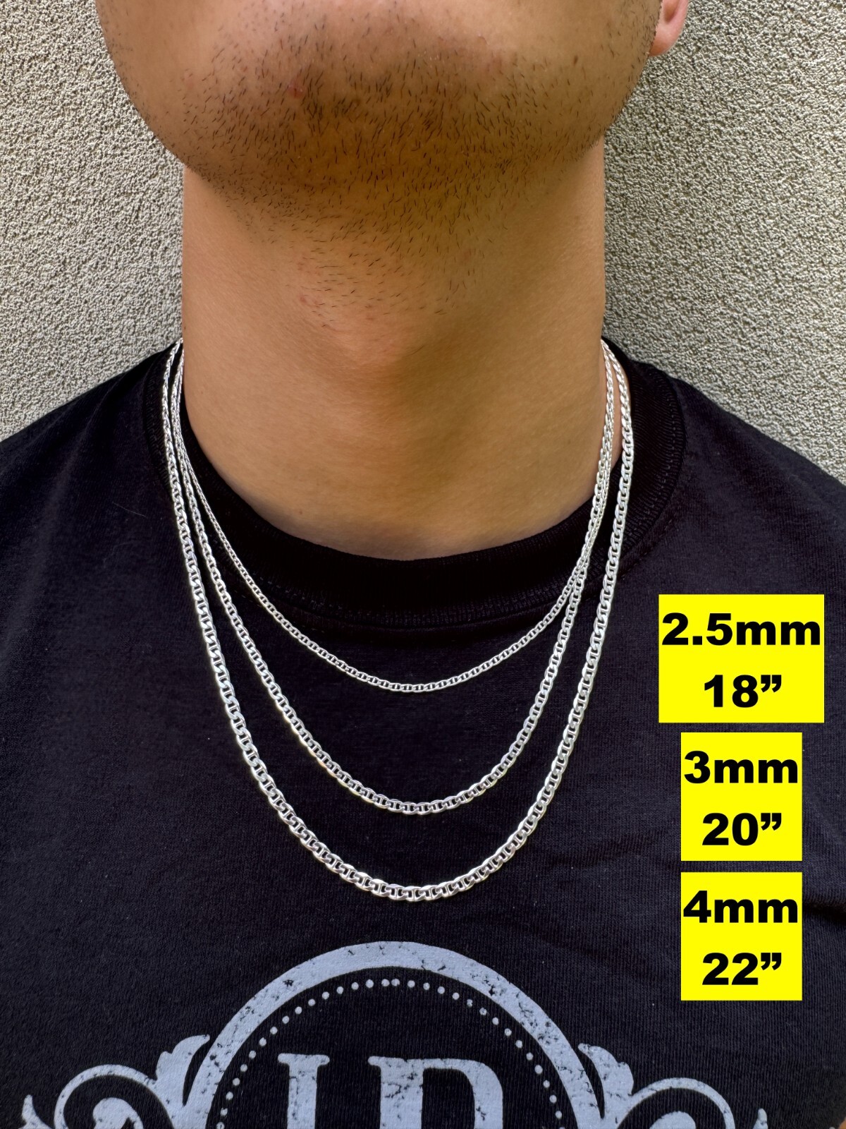 Real Solid 925 Sterling Silver Mariner Link Chain Or Bracelet ITALY 3-12mm Mens