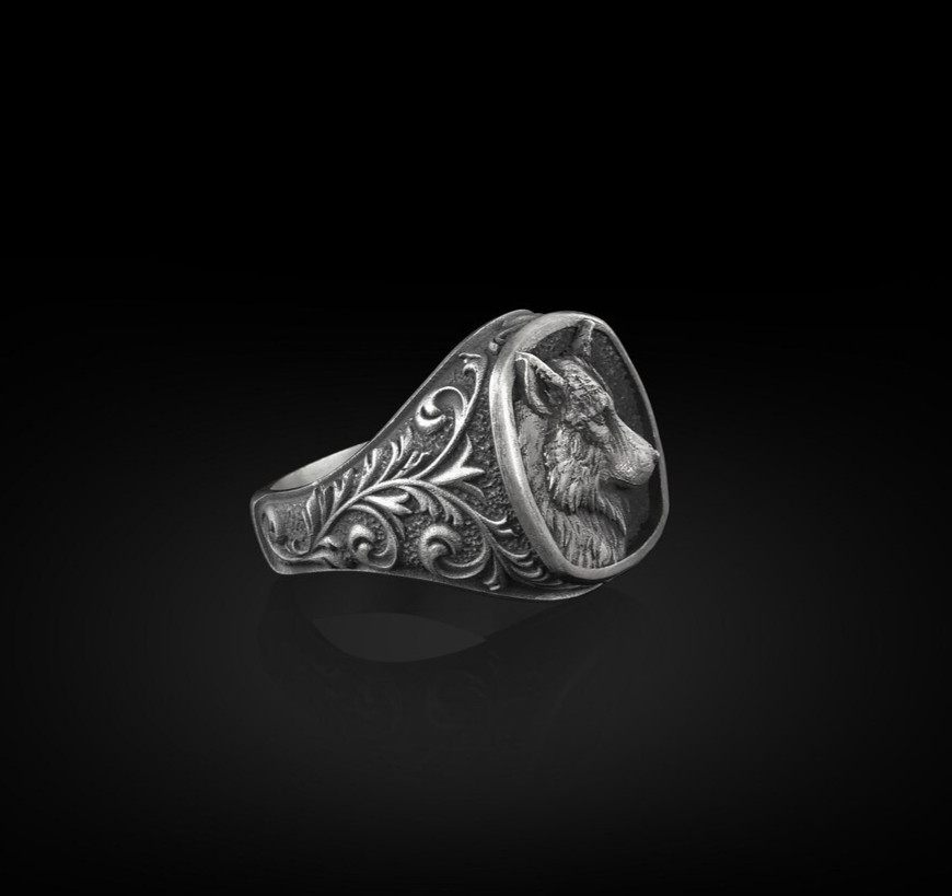 Gothic Wolf Men’s Signet Ring 925 Sterling Silver Handmade Ring Duty free
