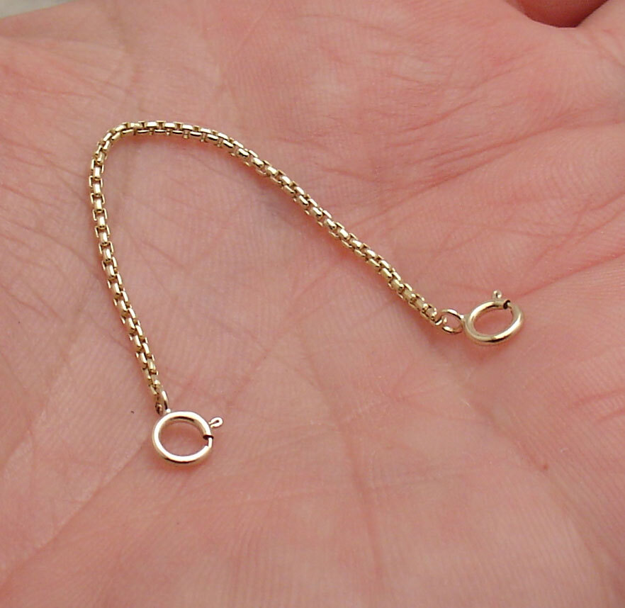 1.3mm Round Box Safety Chain with Double Clasp Lock REAL 14K Yellow Gold