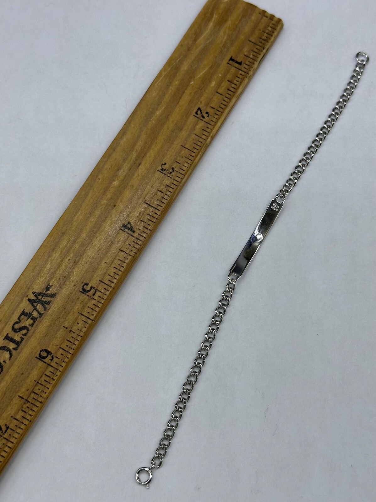 ESTATE ID IDENTIFICATION STERLING SILVER CHAIN BRACELET MEN WOMEN UNISEX SIGNED