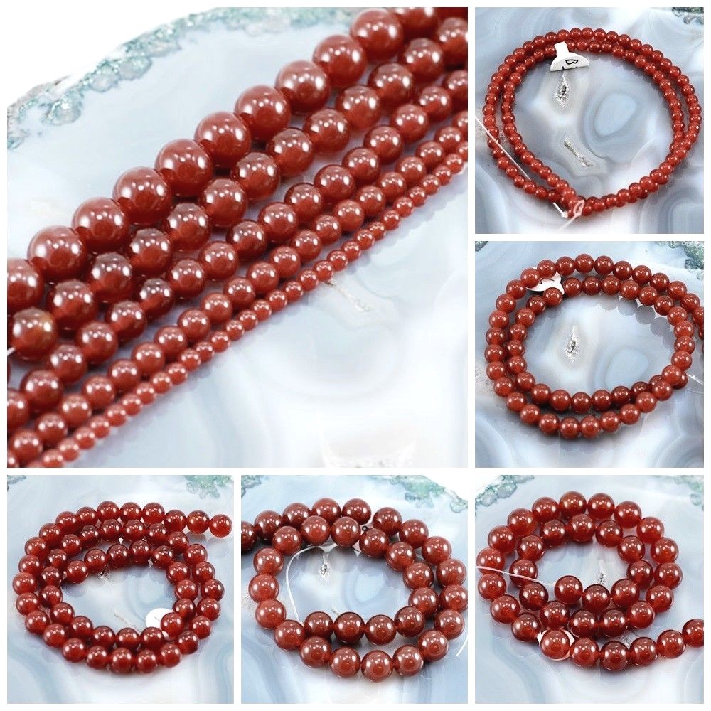 Natural Red Carnelian Spacer Round Bead 15″ 3mm 4mm 6mm 8mm 10mm 12mm Wholesale
