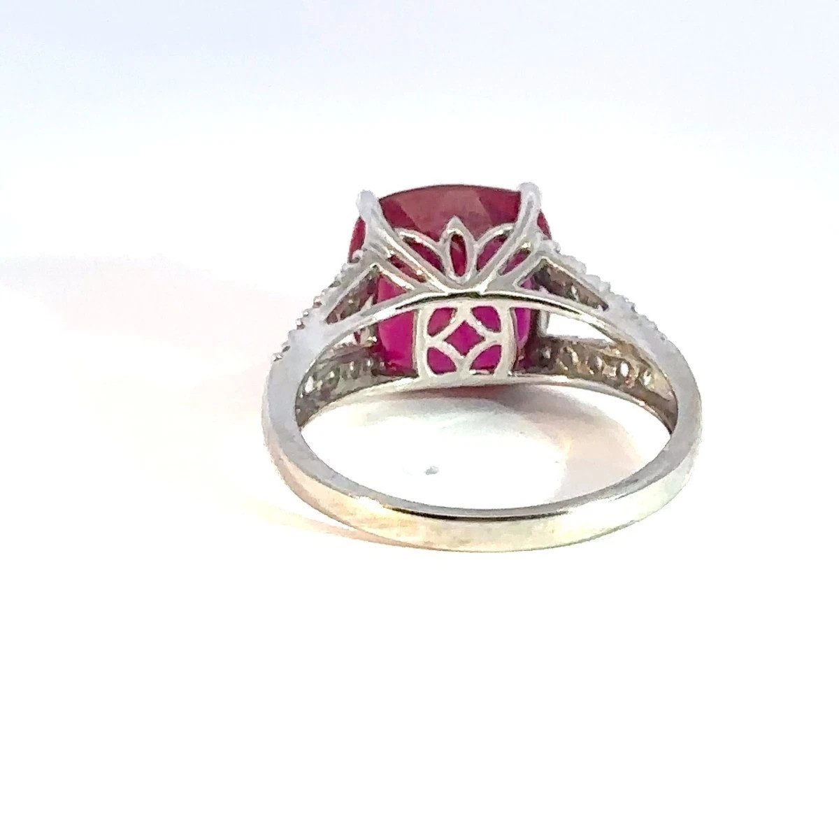 5.50 Ct Cushion Cut Natural Ruby Diamond Engagement Ring 14K Solid White Gold 8