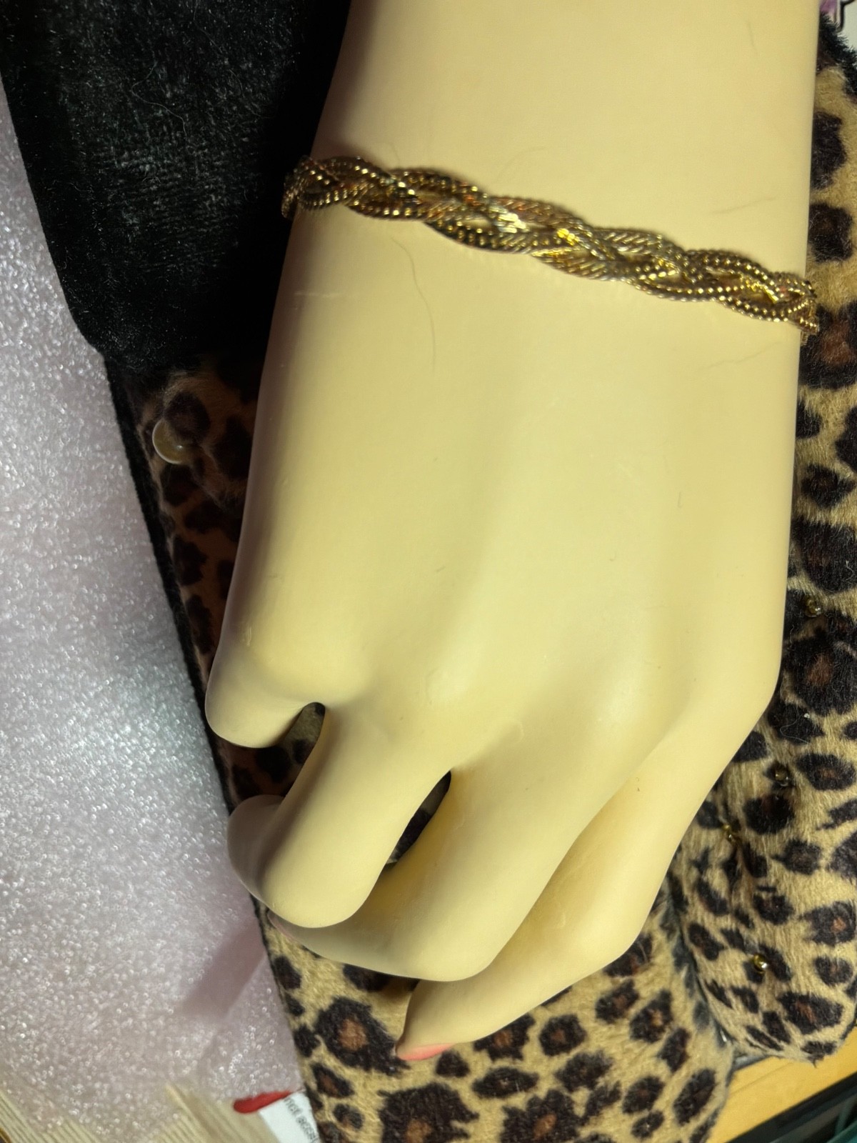 Monet gold, braided herringbone, 8 inch bracelet