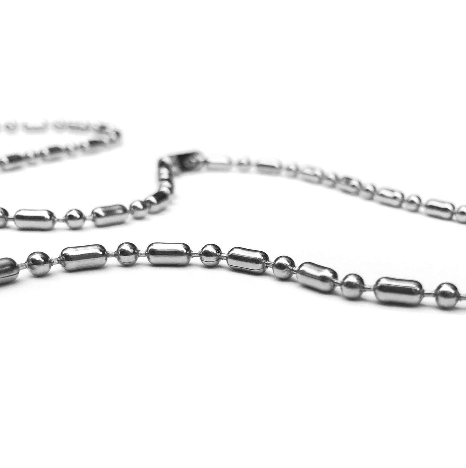 Stainless Steel Bead Necklace Chain Unique Design Ball Military (16 – 30 inch)