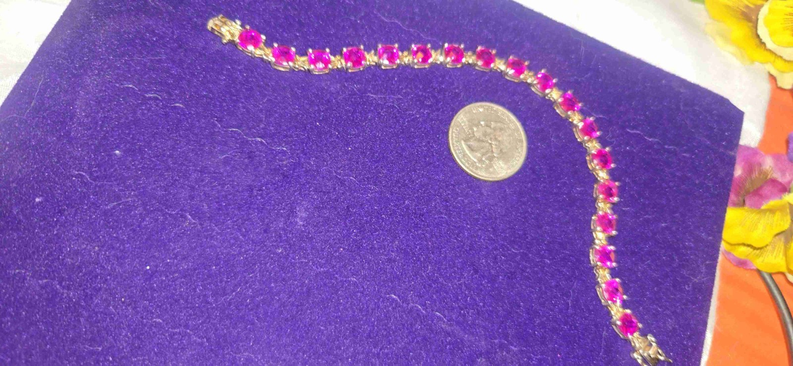 Breathtaking Ruby Jemstones Set In Sterling Tennis Bracelet
