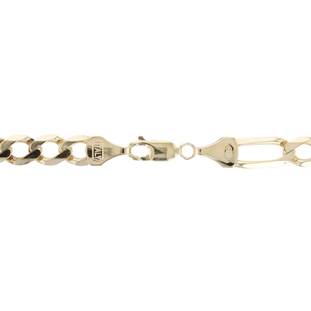 7.7mm Figaro Link Chain 23.5″ Necklace 10k Yellow Gold Italy 36.72 Grams
