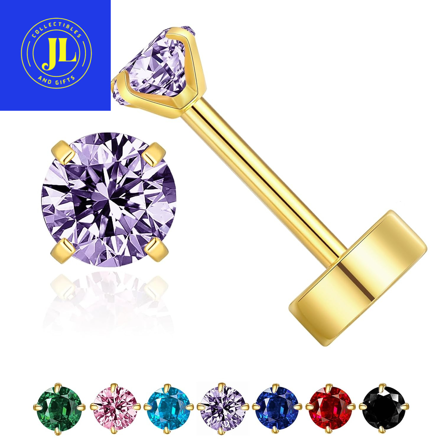 Small Gold Stud Earrings Hypoallergenic Screw Backs Non-Tarnish Dainty CZ Cartil
