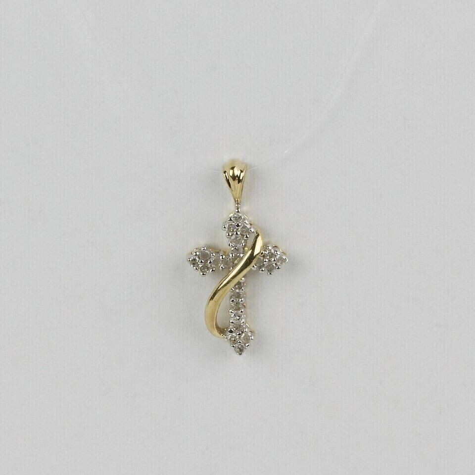 1.44 Ct Round Cut Simulated Diamond Cross Charm Pendant 14k Yellow Gold Plated