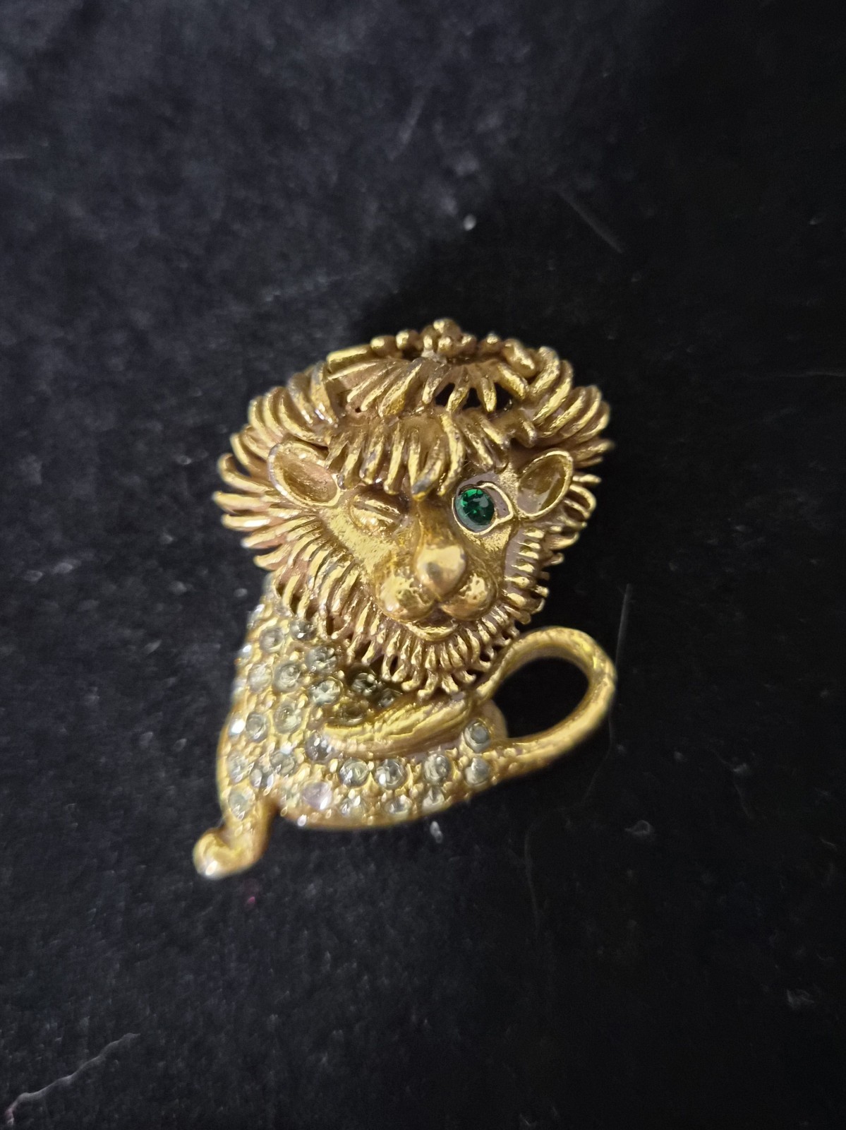 Rare Vtg 1960s Unsigned Marcel Boucher Rhinestone Winking Lion Pin Brooch