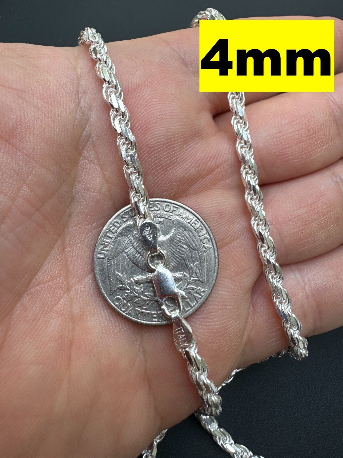 Men’s Women’s Real Solid 925 Sterling Silver Rope Chain 1.5-5mm 16″-30″ ITALY