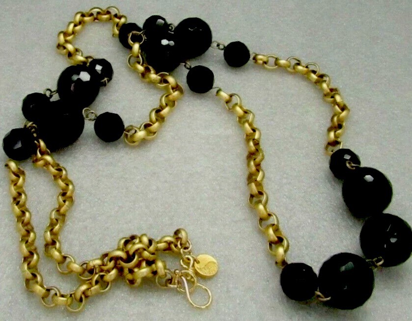 Soixante Neuf Jewels by Joie Jager NYC DESIGNER FACETED BLACK BEAD NECKLACE NEW