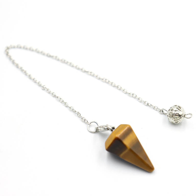 Crystal Natural Gemstone Healing Energy Cone Hexagonal Point Pendulum Pendant