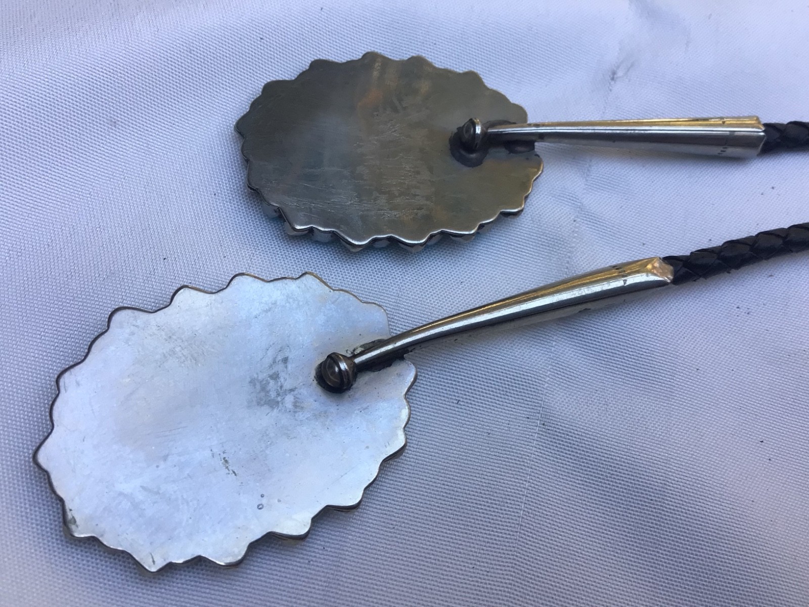 Vintage Native American BOLO TIE Silver & Cluster Turquoise Stones Zuni UNMARKED